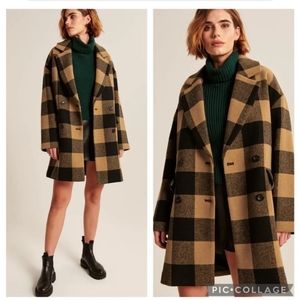 Abercrombie & Fitch checked wool blend coat